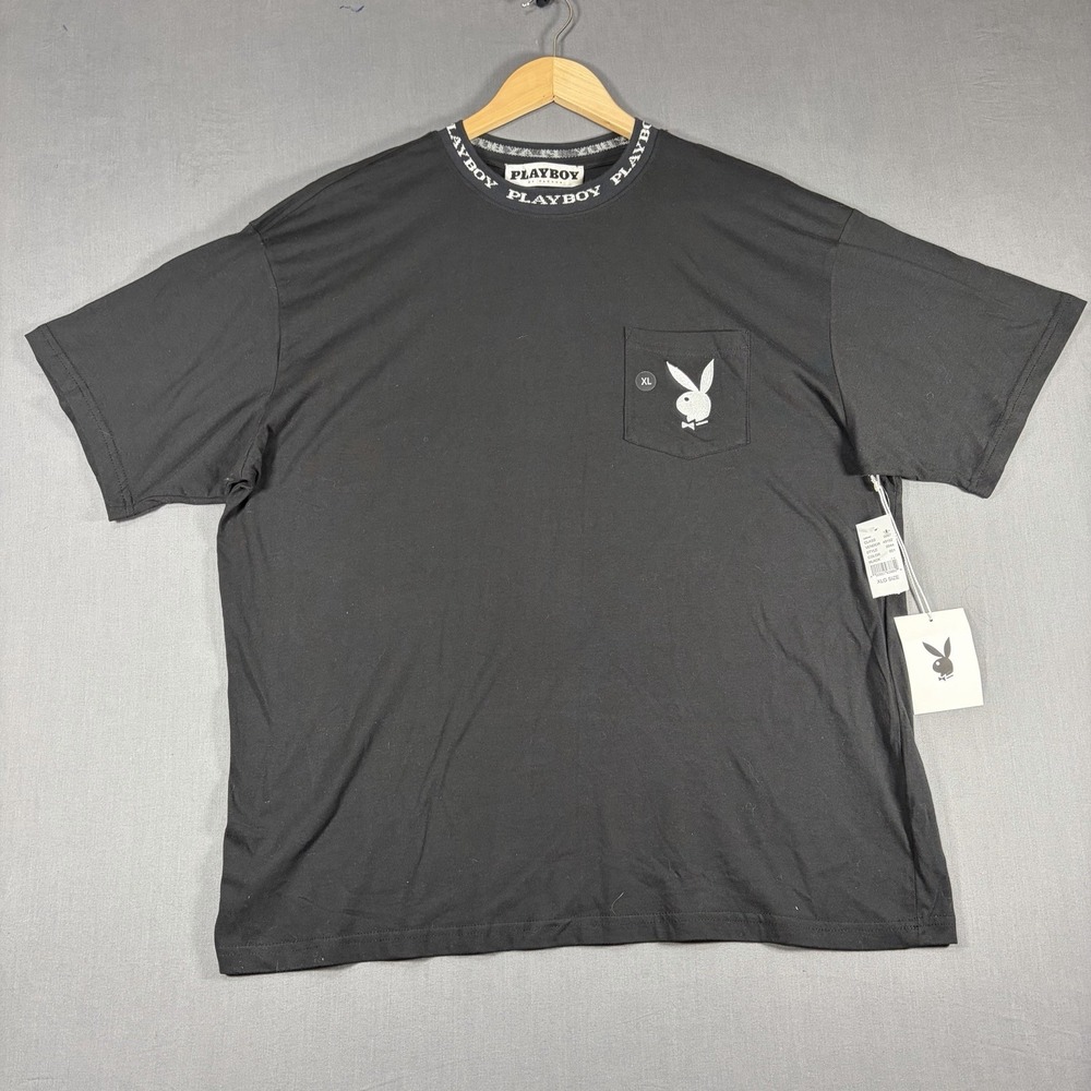 Playboy by PacSun Men's XL T-shirt Black Branded Bunny T-shirt Y2K Vintage 90s
